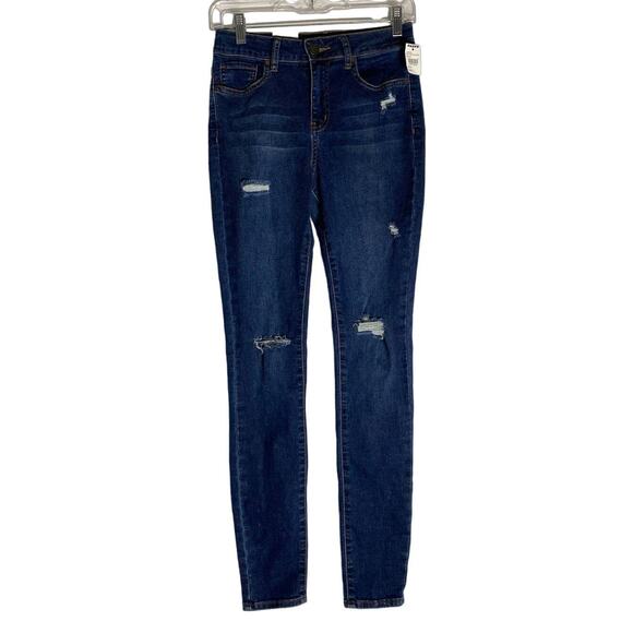 Tilly's RSQ Blue Denim Distressed Jeans Manhattan High Rise Juniors SZ 3 - Picture 2 of 9